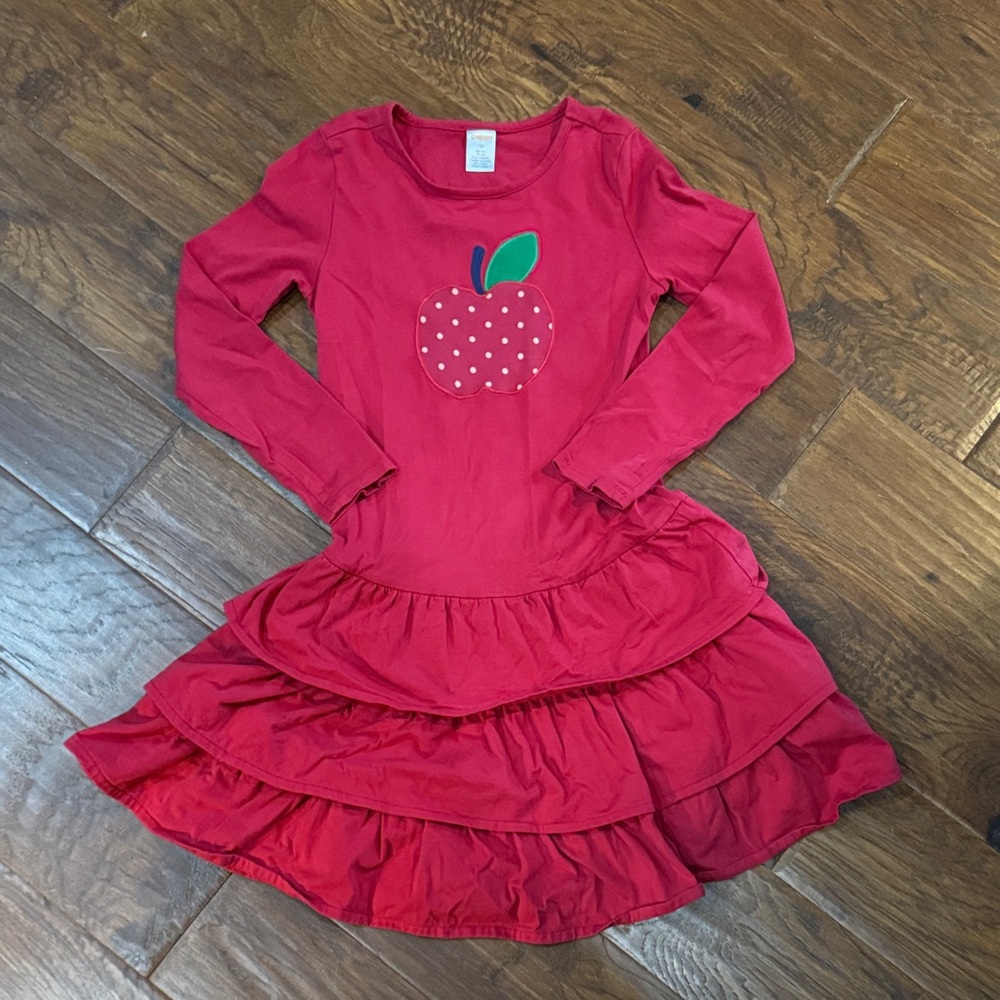 Gymboree Red Tiered Fall Dress with Apple Design